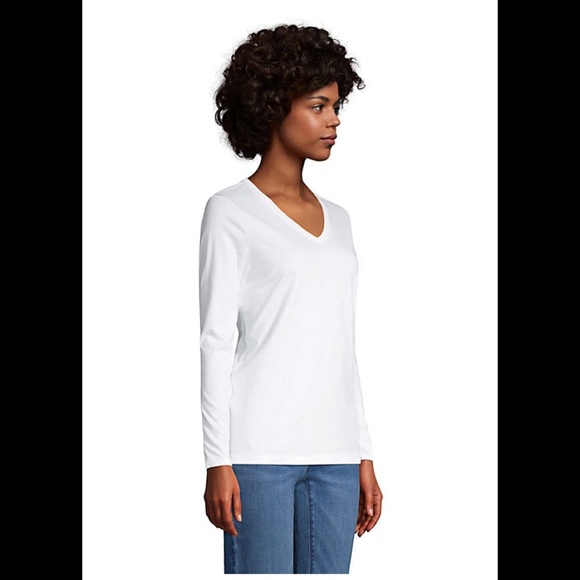 Lands End Relaxed Supima Cotton Long Sleeve V-Neck T-Shirt - Picture 3 of 3